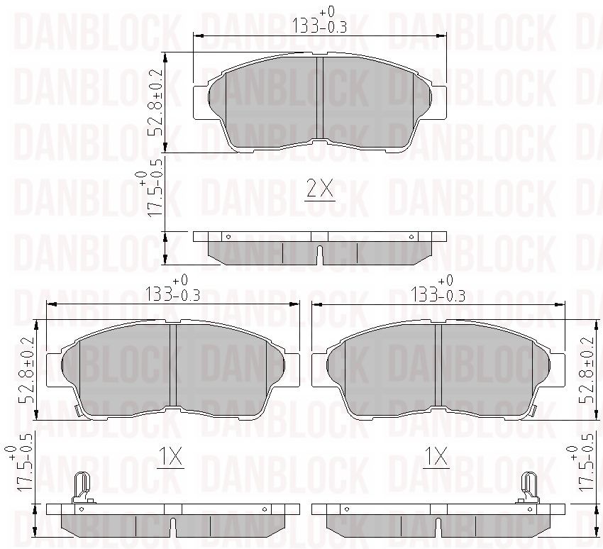 Kit de plaquettes de frein, frein à disque DANBLOCK DB 510145