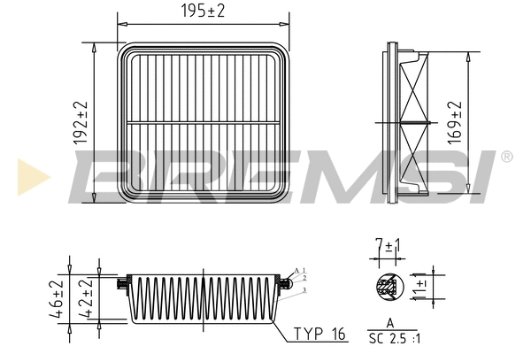 Filtre à air BREMSI FA1276