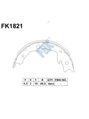 Jeu de mâchoires de frein, frein de stationnement FBK FK1821