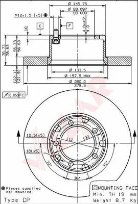 Disque de frein VILLAR 628.1339