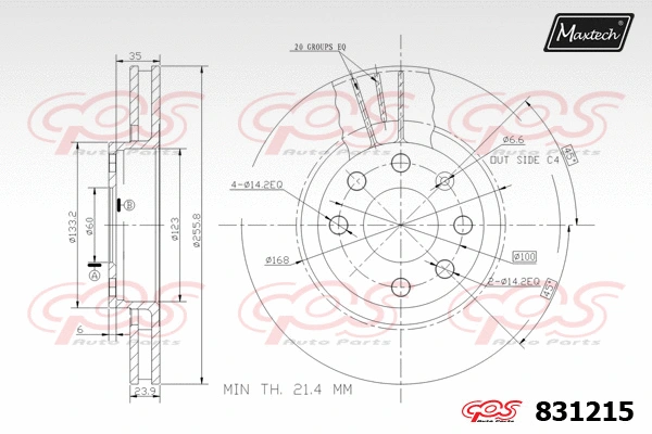 Disque de frein MAXTECH 831215