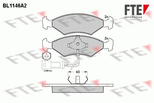 Kit de plaquettes de frein, frein à disque FTE 9010041