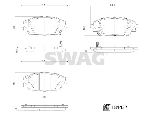 Kit de plaquettes de frein, frein à disque SWAG 33 10 9371