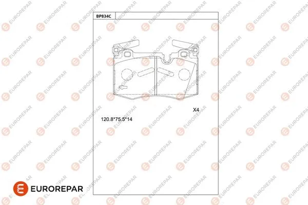 Kit de plaquettes de frein, frein à disque EUROREPAR 1681274080