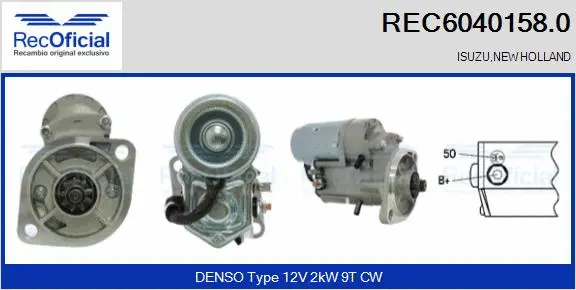 Démarreur RECOFICIAL REC6040158.0