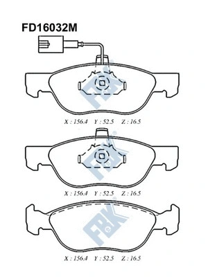 Kit de plaquettes de frein, frein à disque FBK FD16032M