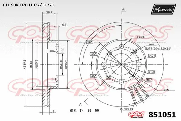 Disque de frein MAXTECH 851051