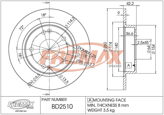 Disque de frein FREMAX BD-2510