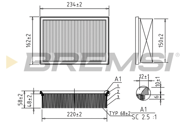 Filtre à air BREMSI FA0597