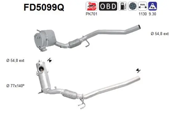 Filtre à particules / à suie, échappement AS FD5099Q