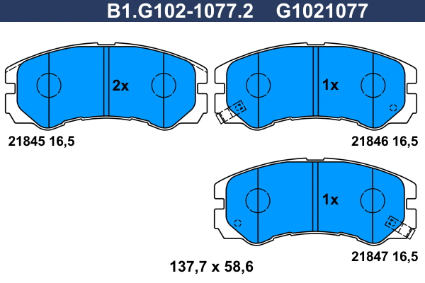 Kit de plaquettes de frein, frein à disque GALFER B1.G102-1077.2