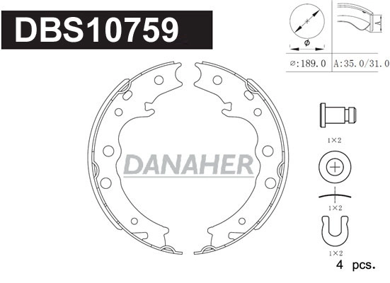 Jeu de mâchoires de frein, frein de stationnement DANAHER DBS10759