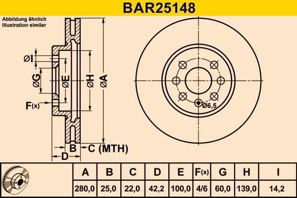Disque de frein BARUM BAR25148