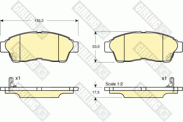 Kit de plaquettes de frein, frein à disque GIRLING 6131479