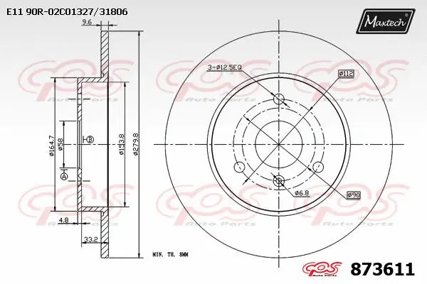 Disque de frein MAXTECH 873611