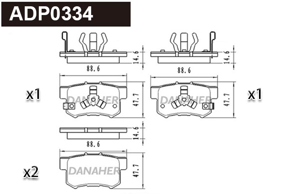 Kit de plaquettes de frein, frein à disque DANAHER ADP0334