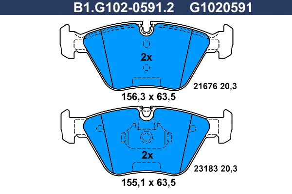 Kit de plaquettes de frein, frein à disque GALFER B1.G102-0591.2