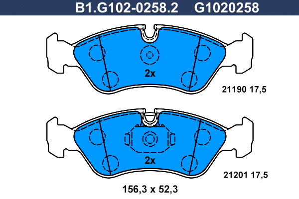 Kit de plaquettes de frein, frein à disque GALFER B1.G102-0258.2