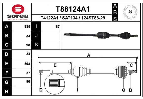 Arbre de transmission EAI T88124A1