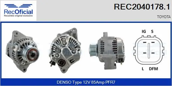Alternateur RECOFICIAL REC2040178.1