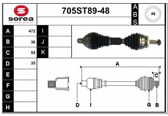 Arbre de transmission STARTCAR 705ST89-48