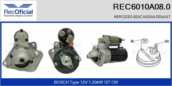 Démarreur RECOFICIAL REC6010A08.0
