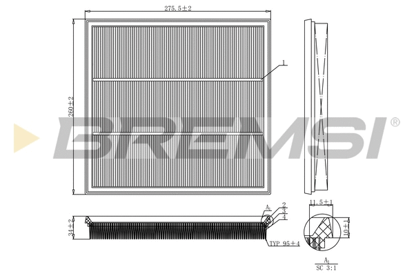 Filtre à air BREMSI FA1131