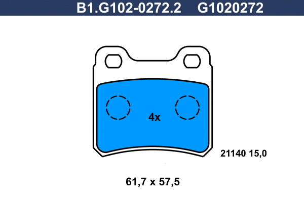 Kit de plaquettes de frein, frein à disque GALFER B1.G102-0272.2