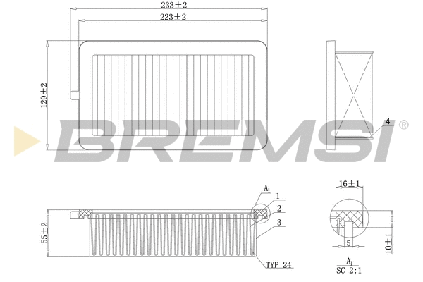 Filtre à air BREMSI FA0555