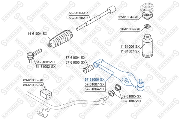 Bras de liaison, suspension de roue STELLOX 57-61006-SX