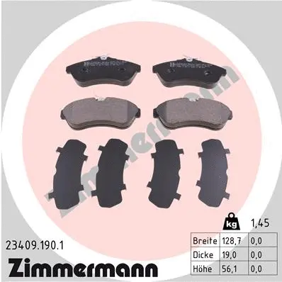 Kit de plaquettes de frein, frein à disque ZIMMERMANN 23409.190.1