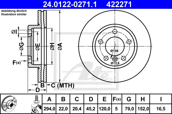 Disque de frein ATE-APAC 24.0122-0271.1