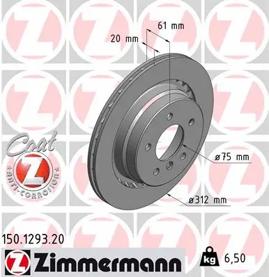Disque de frein ZIMMERMANN 150.1293.20