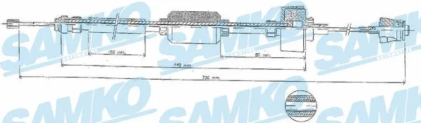 Tirette à câble, commande d'embrayage SAMKO C0427C