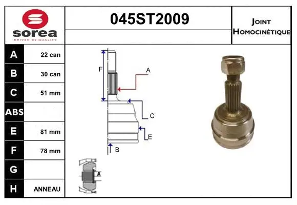 Jeu de joints, arbre de transmission STARTCAR 045ST2009