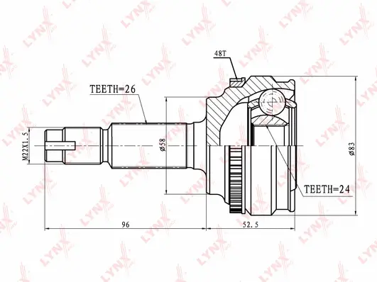 Jeu de joints, arbre de transmission LYNXAUTO CO-7520A