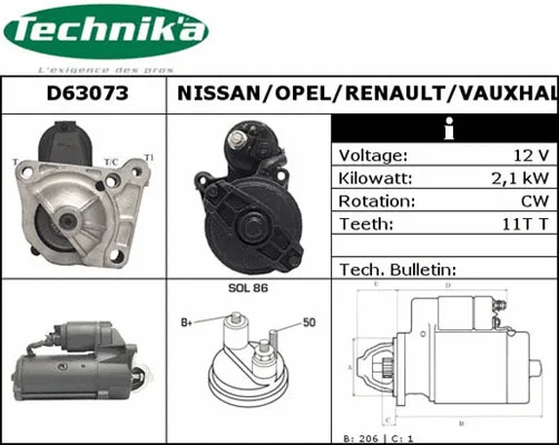 Démarreur Technika D63073