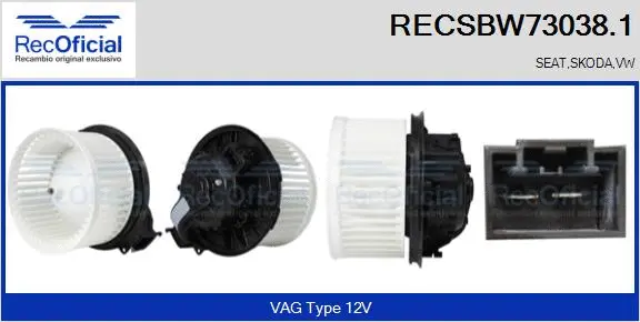 Pulseur d'air habitacle RECOFICIAL RECSBW73038.1