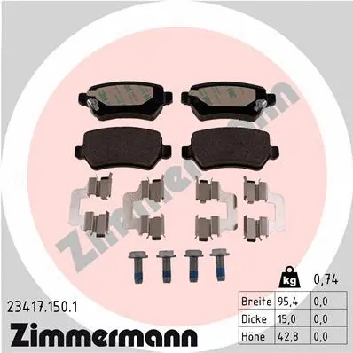 Kit de plaquettes de frein, frein à disque ZIMMERMANN 23417.150.1