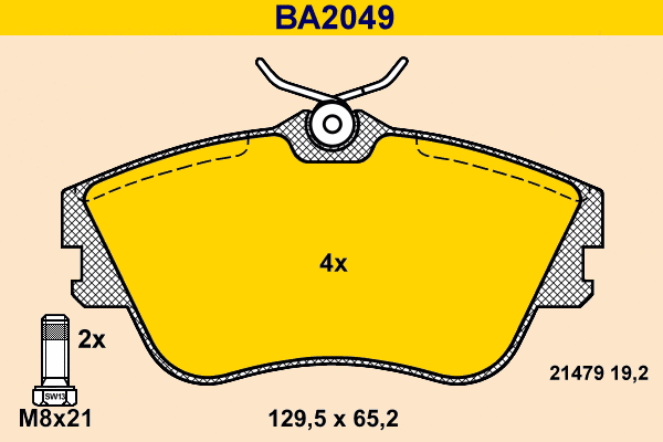 Kit de plaquettes de frein, frein à disque BARUM BA2049