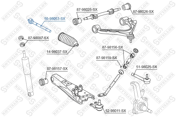 Rotule de direction intérieure, barre de connexion STELLOX 55-98053-SX