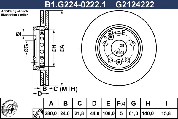 Disque de frein GALFER B1.G224-0222.1