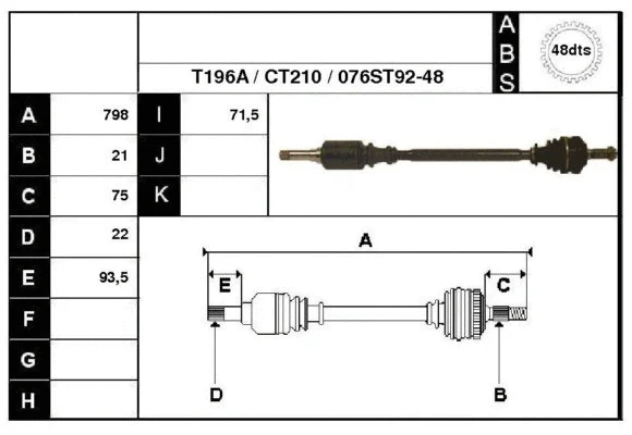 Arbre de transmission Technika 18076A