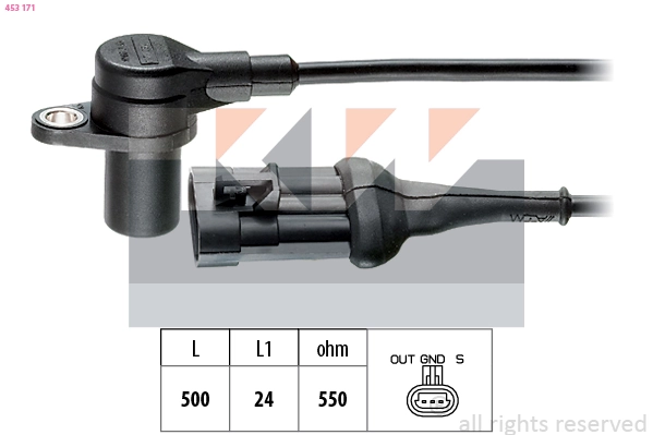 Capteur, vitesse de rotation du moteur KW 453 171