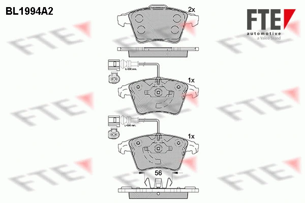 Kit de plaquettes de frein, frein à disque FTE 9010582