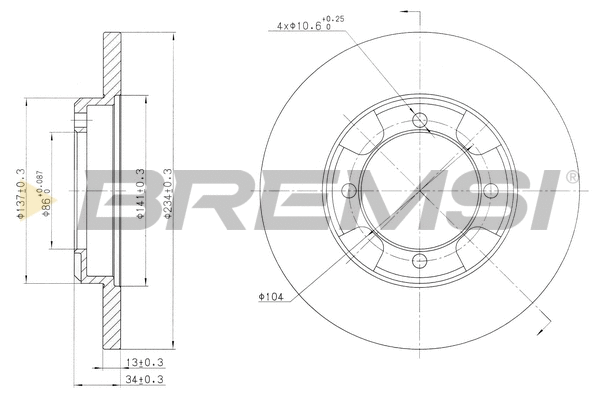 Disque de frein BREMSI CD6947S