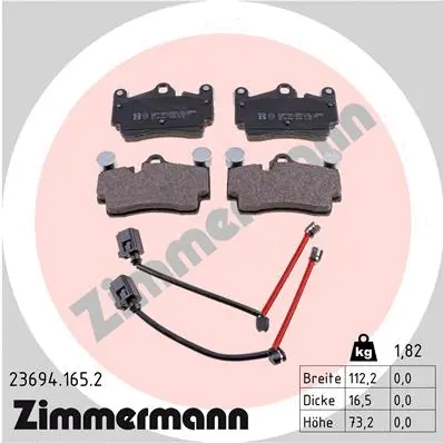 Kit de plaquettes de frein, frein à disque ZIMMERMANN 23694.165.2
