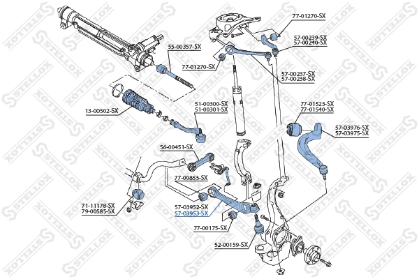 Bras de liaison, suspension de roue STELLOX 57-03953-SX