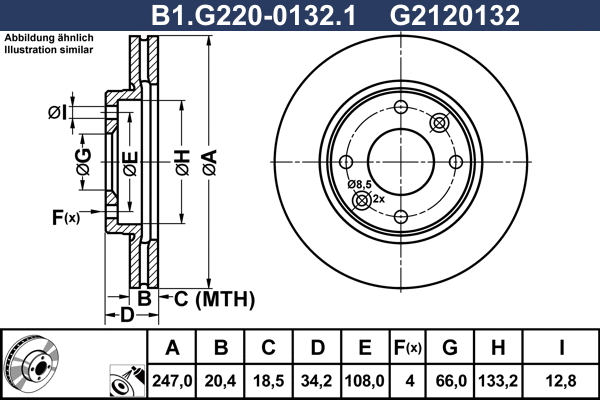 Disque de frein GALFER B1.G220-0132.1
