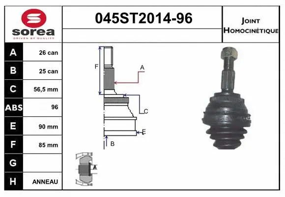 Jeu de joints, arbre de transmission STARTCAR 045ST2014-96